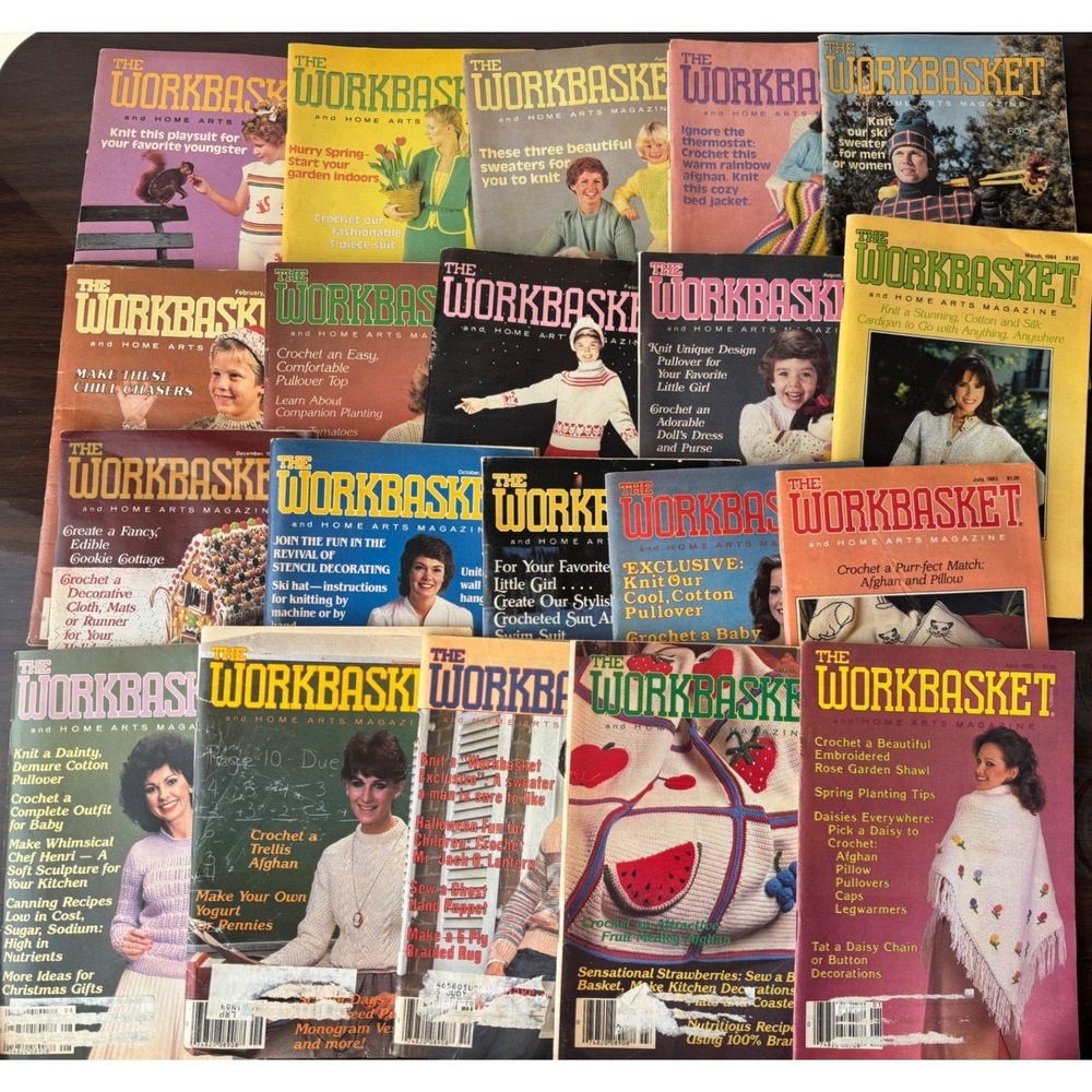 Vintage The Workbasket Home Arts Magazine Lot‎ 1980-1985 Knitting Crochet 20 ct